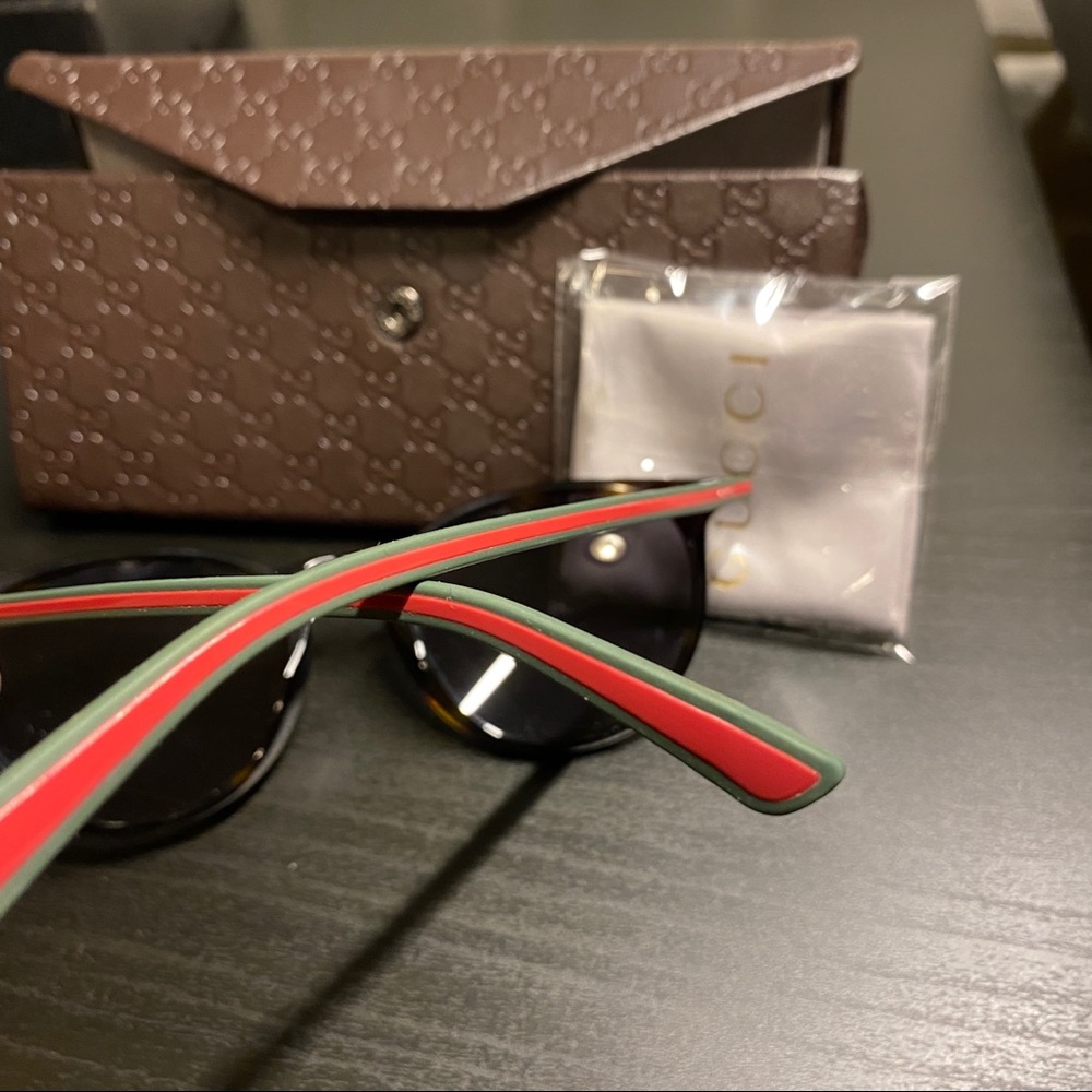 Gucci Sunglasses Green & Red Mens Tortoiseshell Brown/Black worn 4x W/Case&Cloth